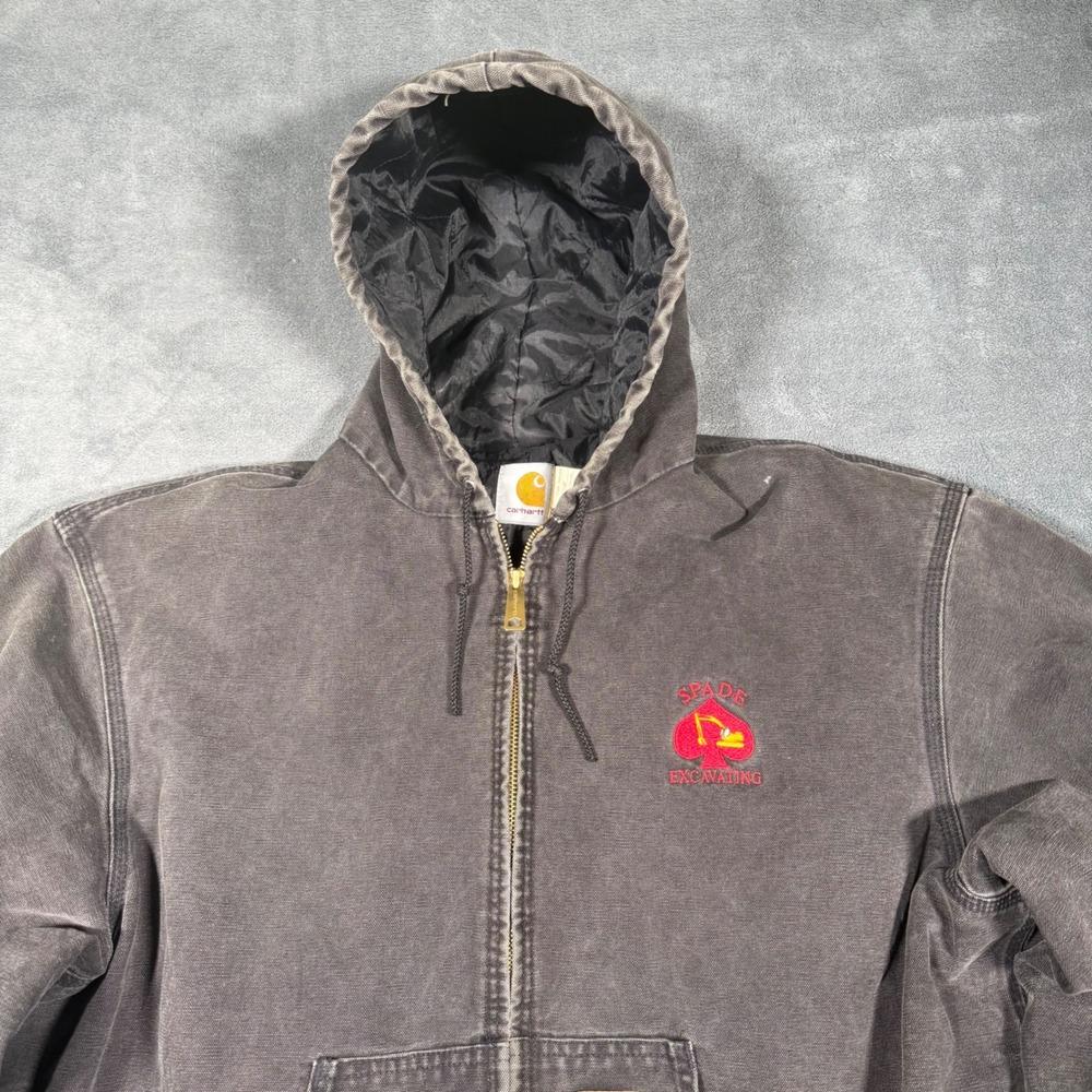 Carhartt J06 ONX Onyx Jacket Hooded Duck Active Black USA Made XL Workwear